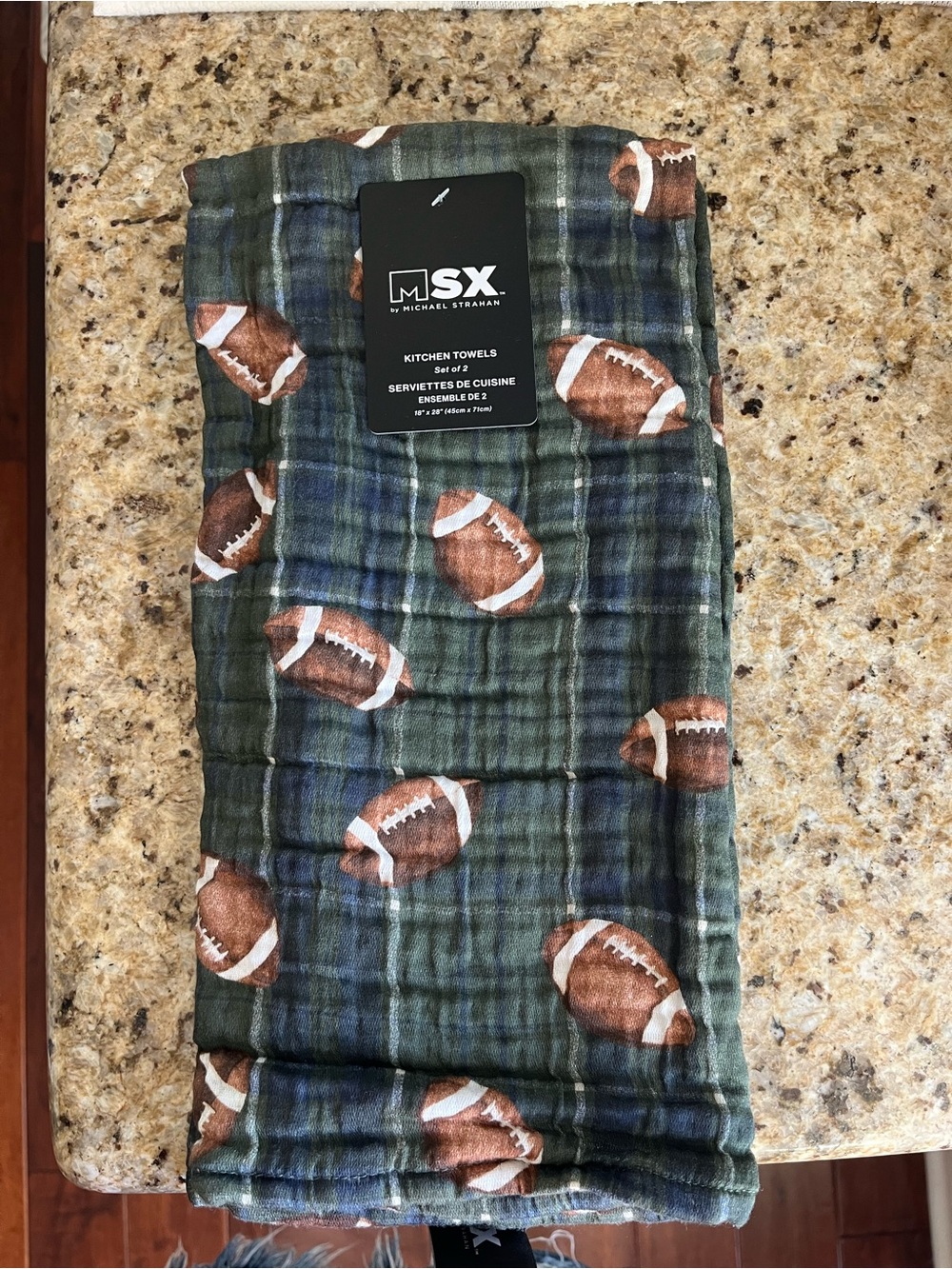 Set of 2 MSX Football Plaid Kitchen Towels